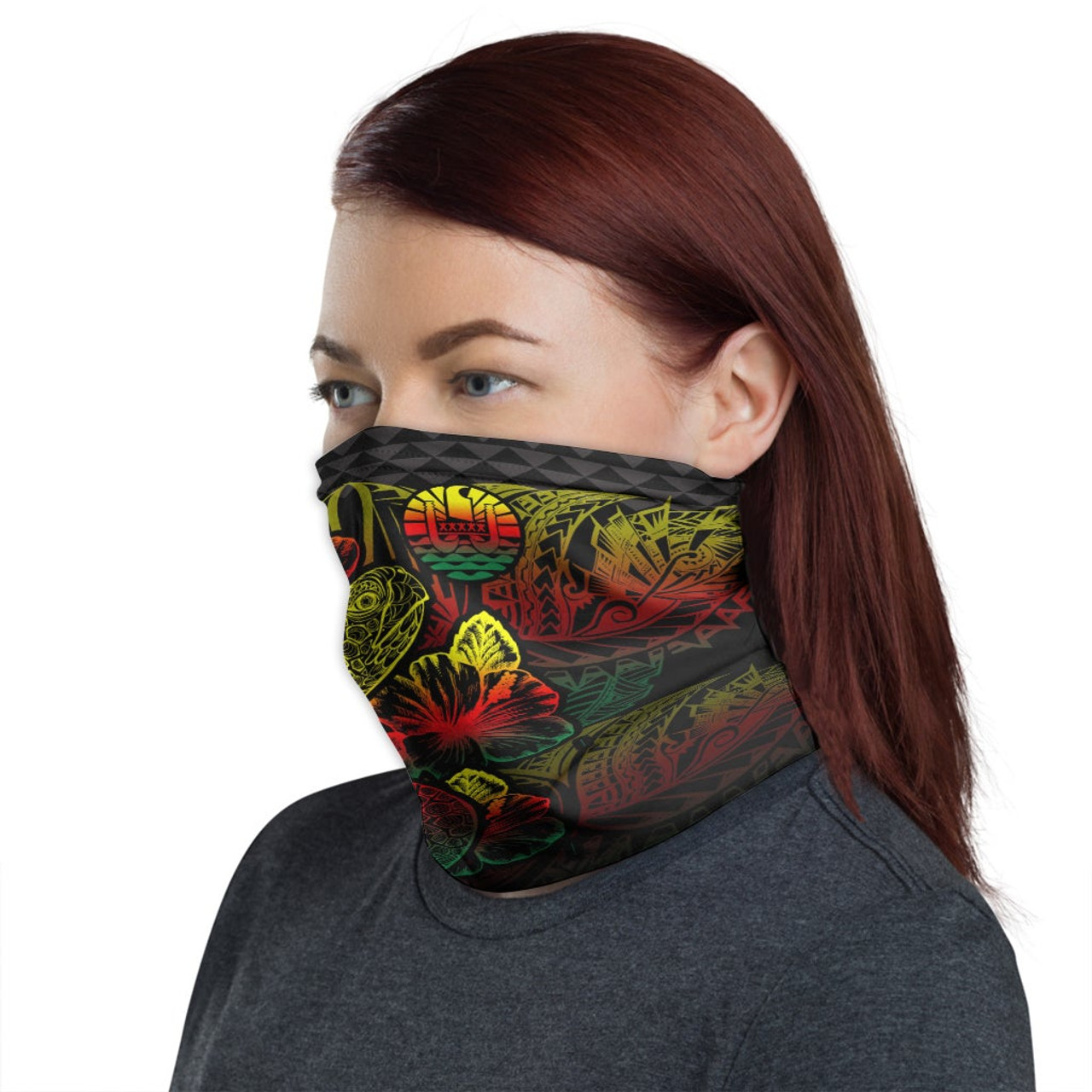 Tahiti Neck Gaiter - Turtle Hibiscus Reggae 1