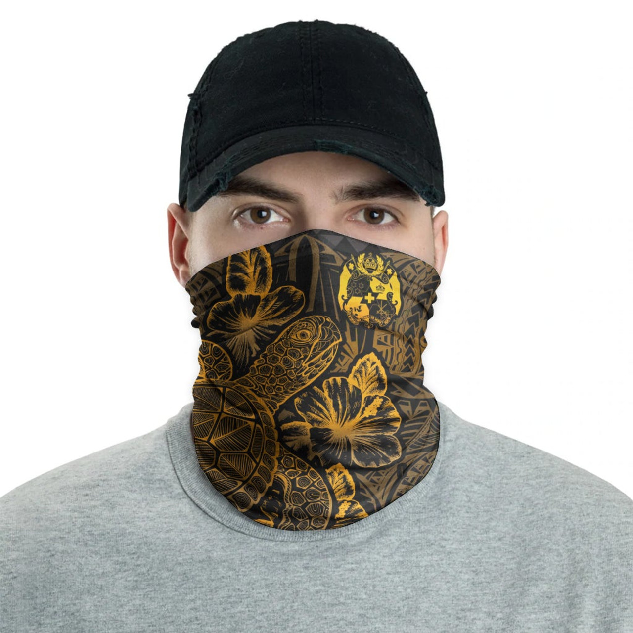 Tonga Neck Gaiter - Turtle Hibiscus Gold 2