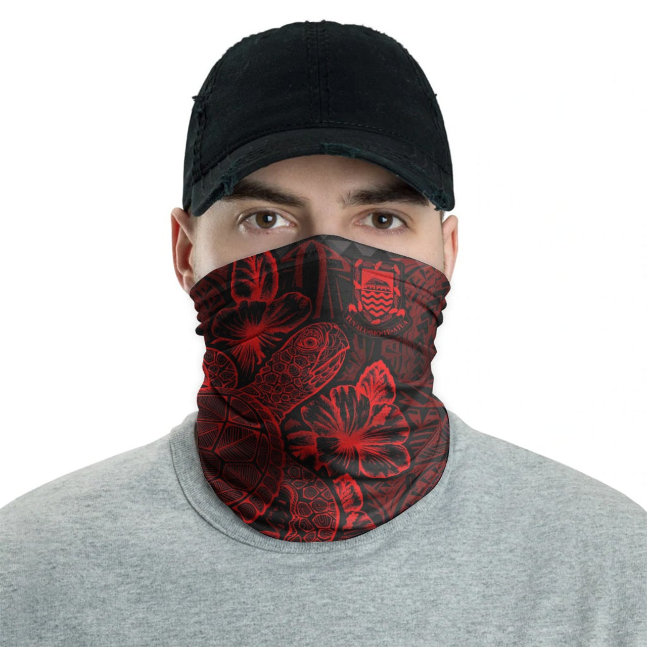 Tuvalu Neck Gaiter - Turtle Hibiscus Red 2