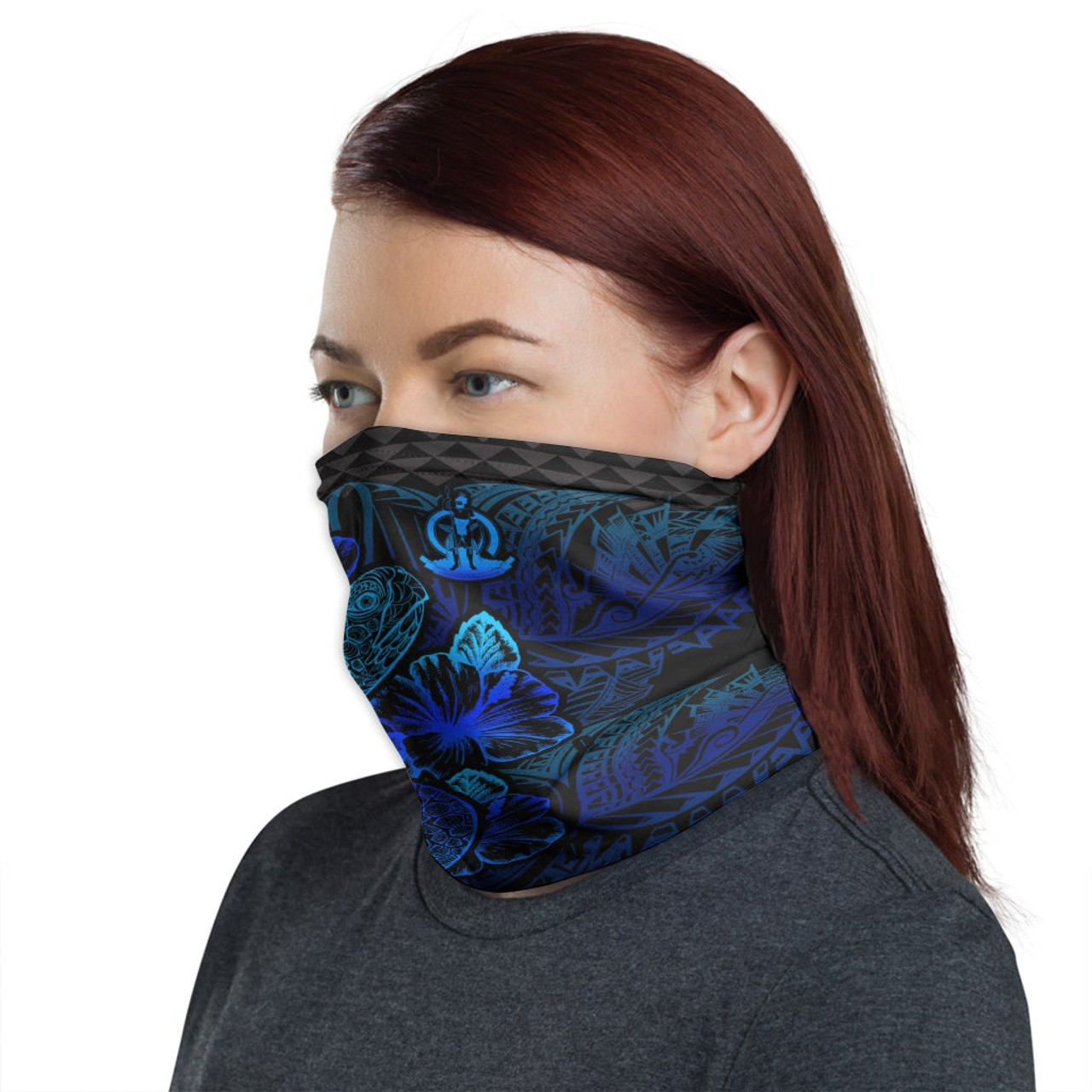 Vanuatu Neck Gaiter - Turtle Hibiscus Blue 1