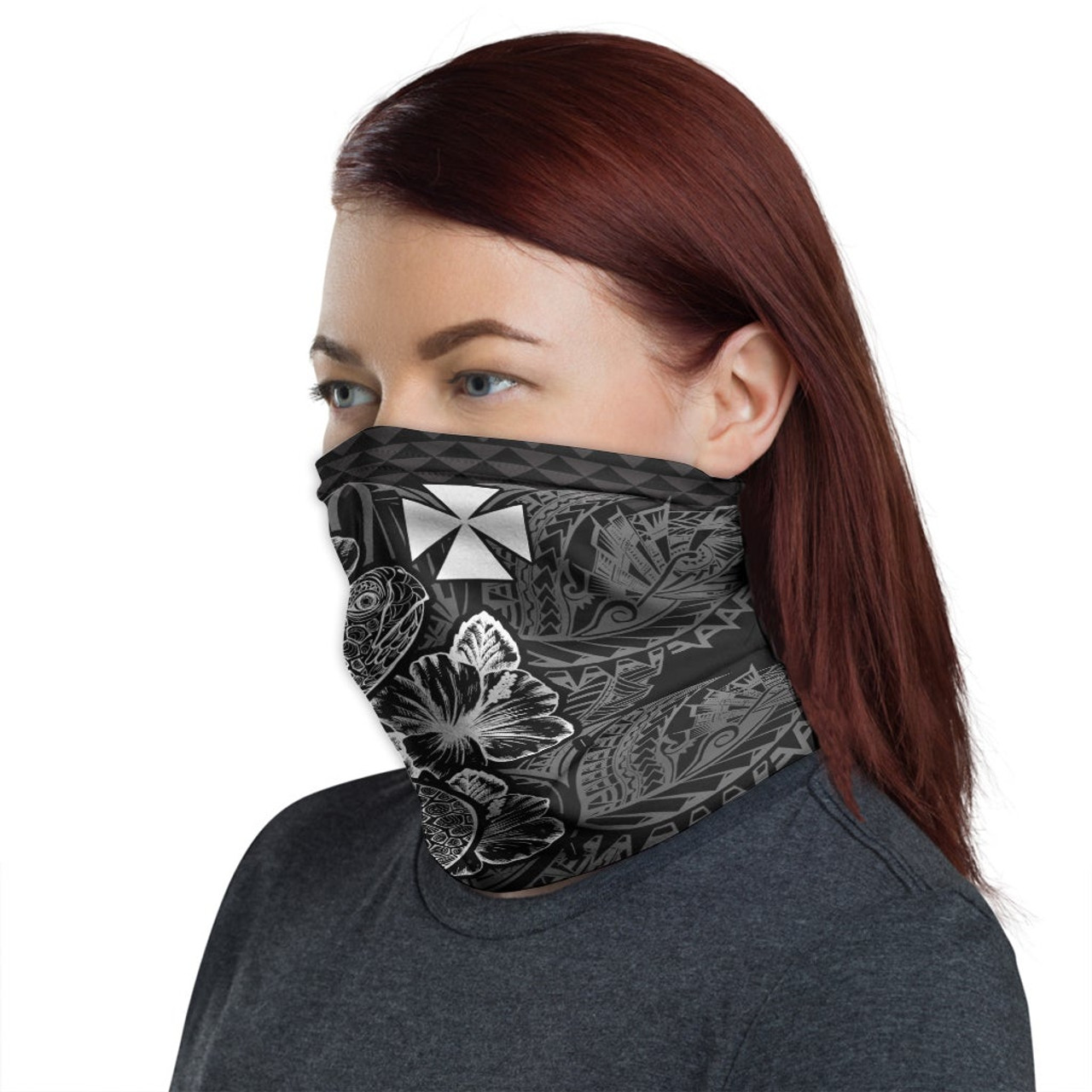 Wallis And Futuna Neck Gaiter - Turtle Hibiscus Black 1