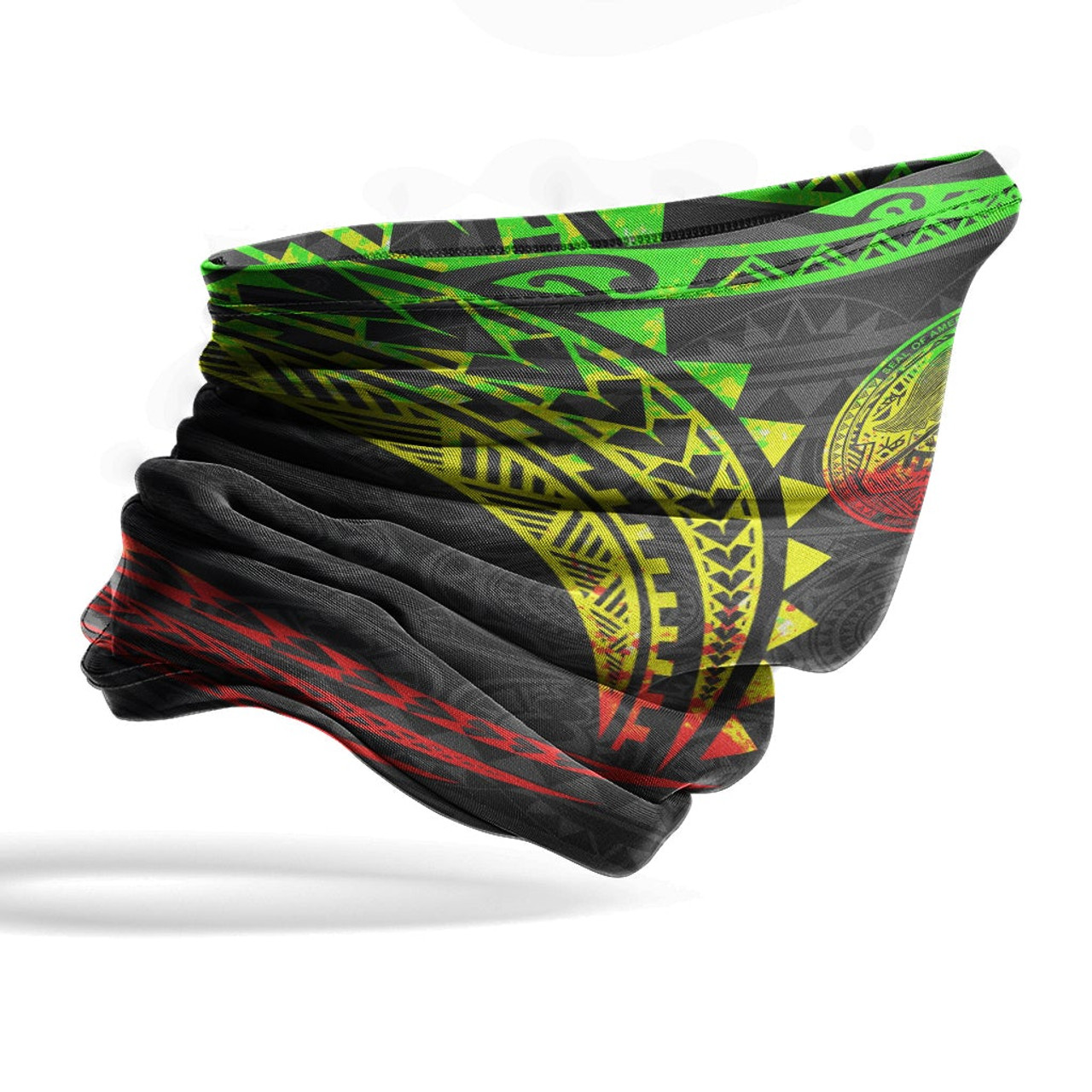 American Samoa Neck Gaiter - Tribal Pattern Reggae 4