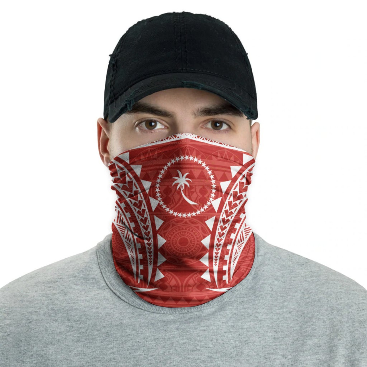 Chuuk Neck Gaiter - Tribal Pattern Red 2