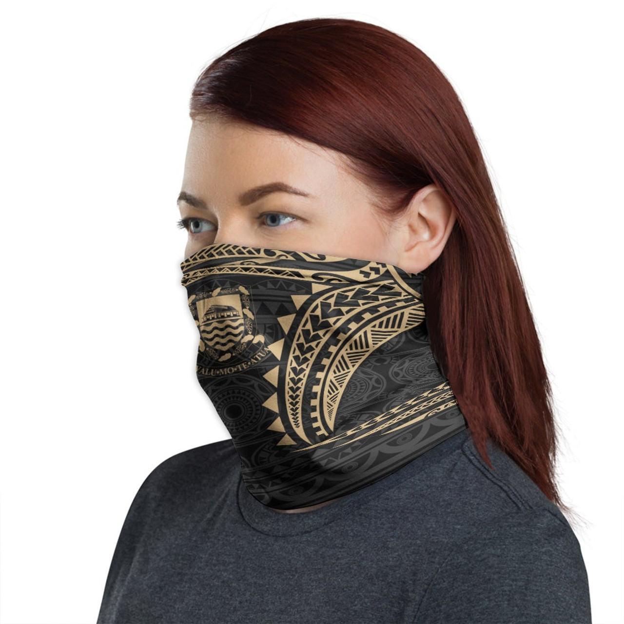 Tuvalu Neck Gaiter - Tribal Pattern Gold 1