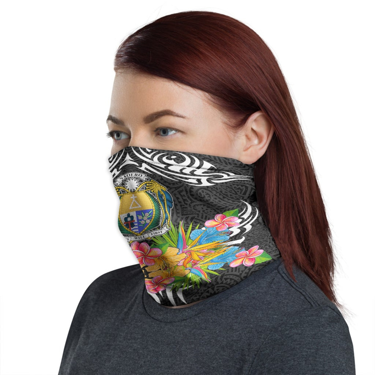 Nauru Neck Gaiter - Tribal Floral Pattern 1