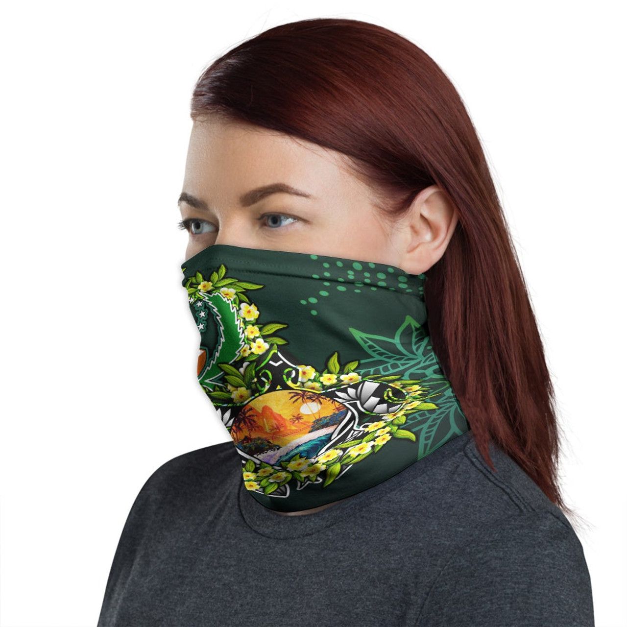 Pohnpei Neck Gaiter - Ti Leaf Lei Turtle 1