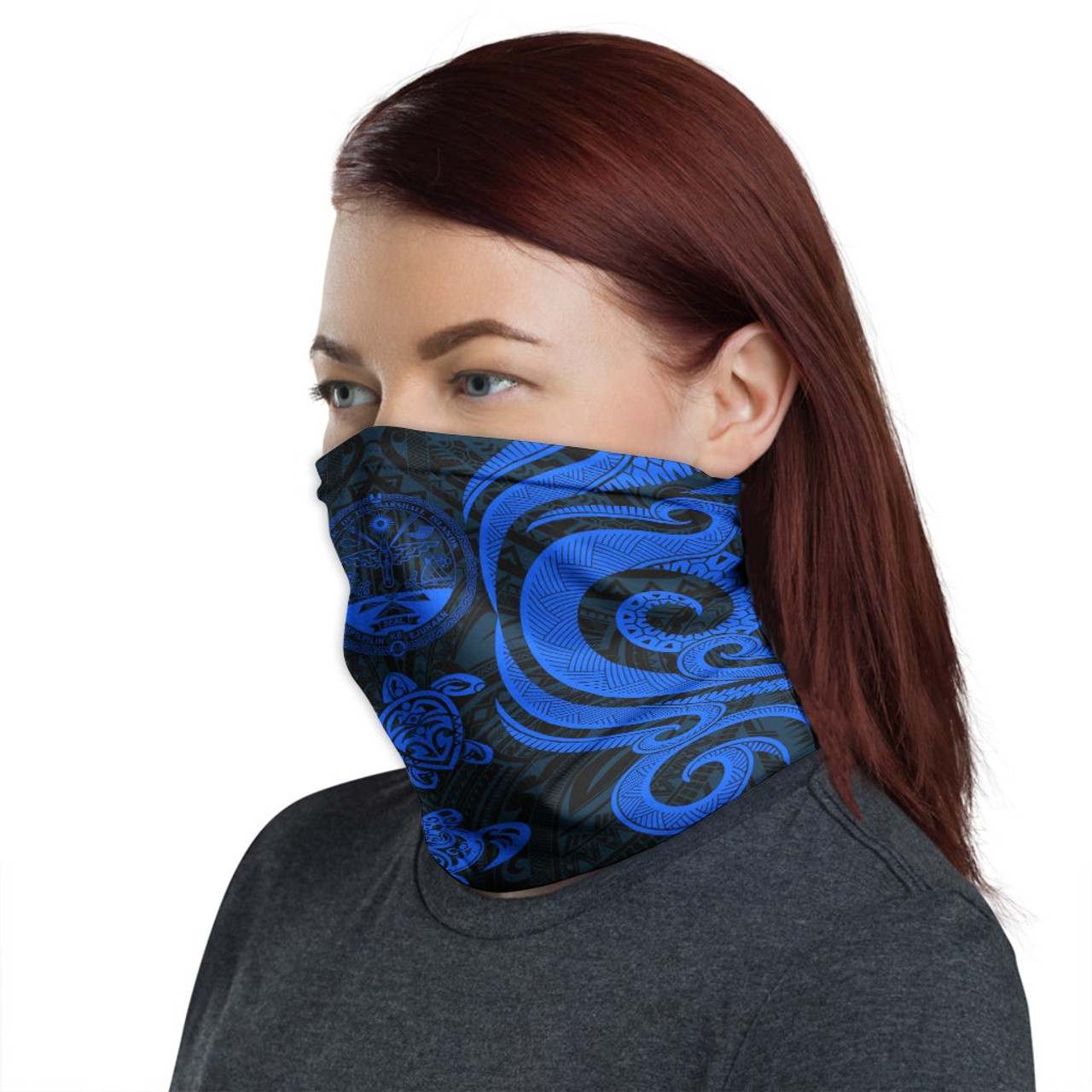 Marshall Islands Crest Neck Gaiter - Turtle Tentacle Blue 1