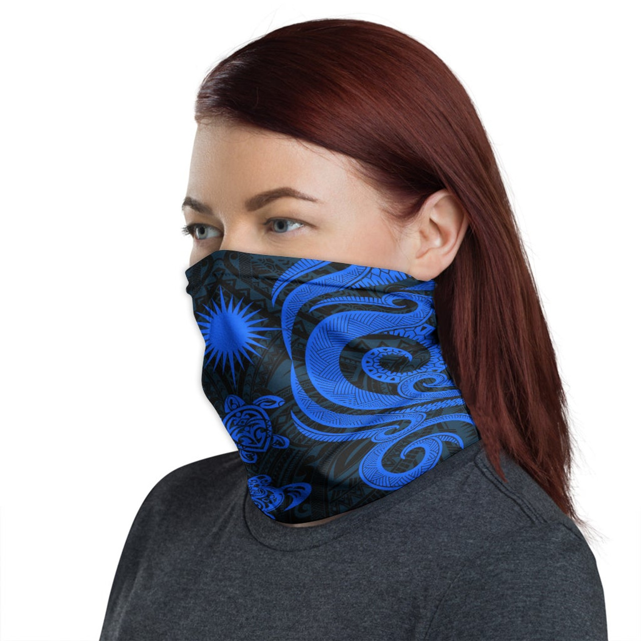 Marshall Islands Neck Gaiter - Turtle Tentacle Blue 1