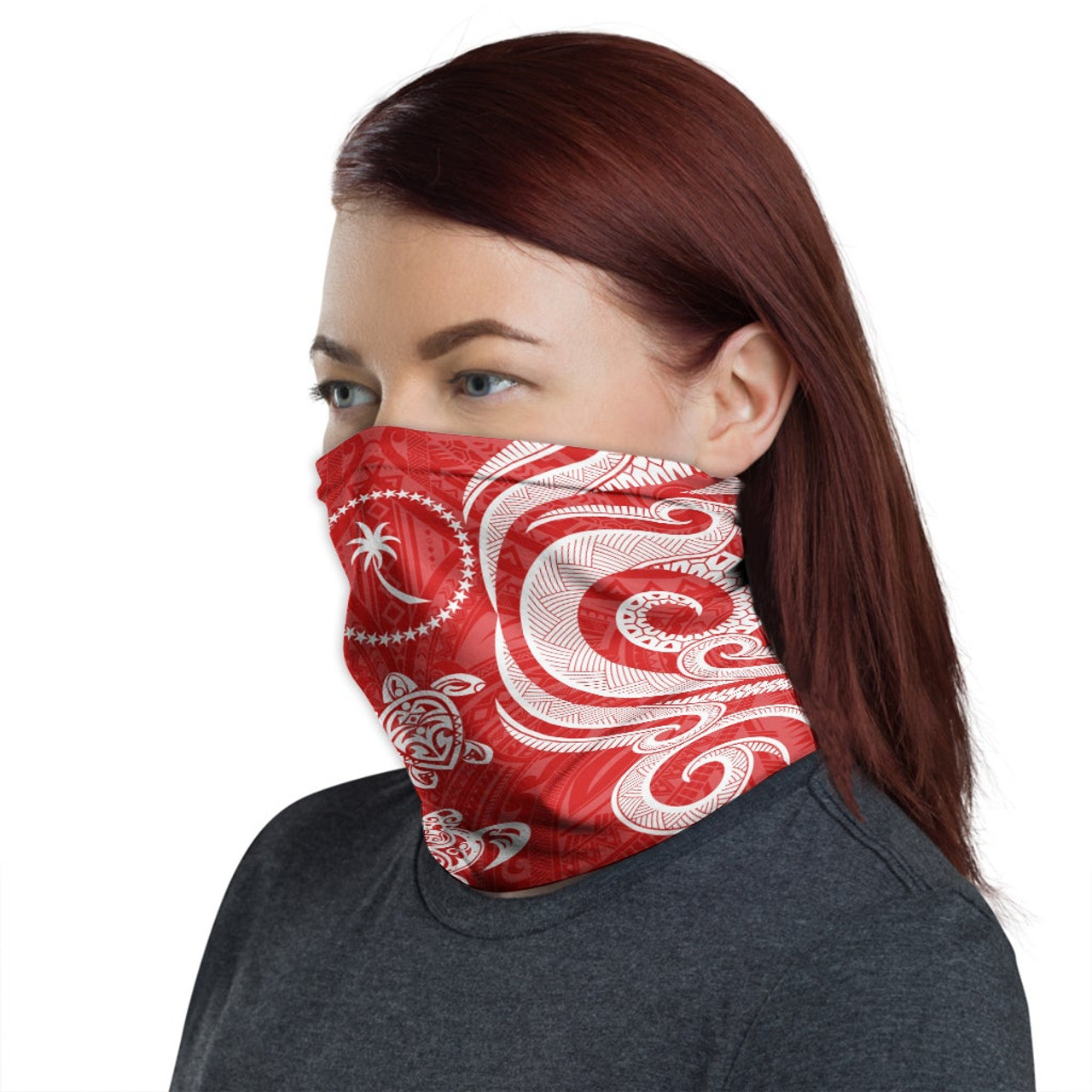 Chuuk Neck Gaiter - Turtle Tentacle White Red 1