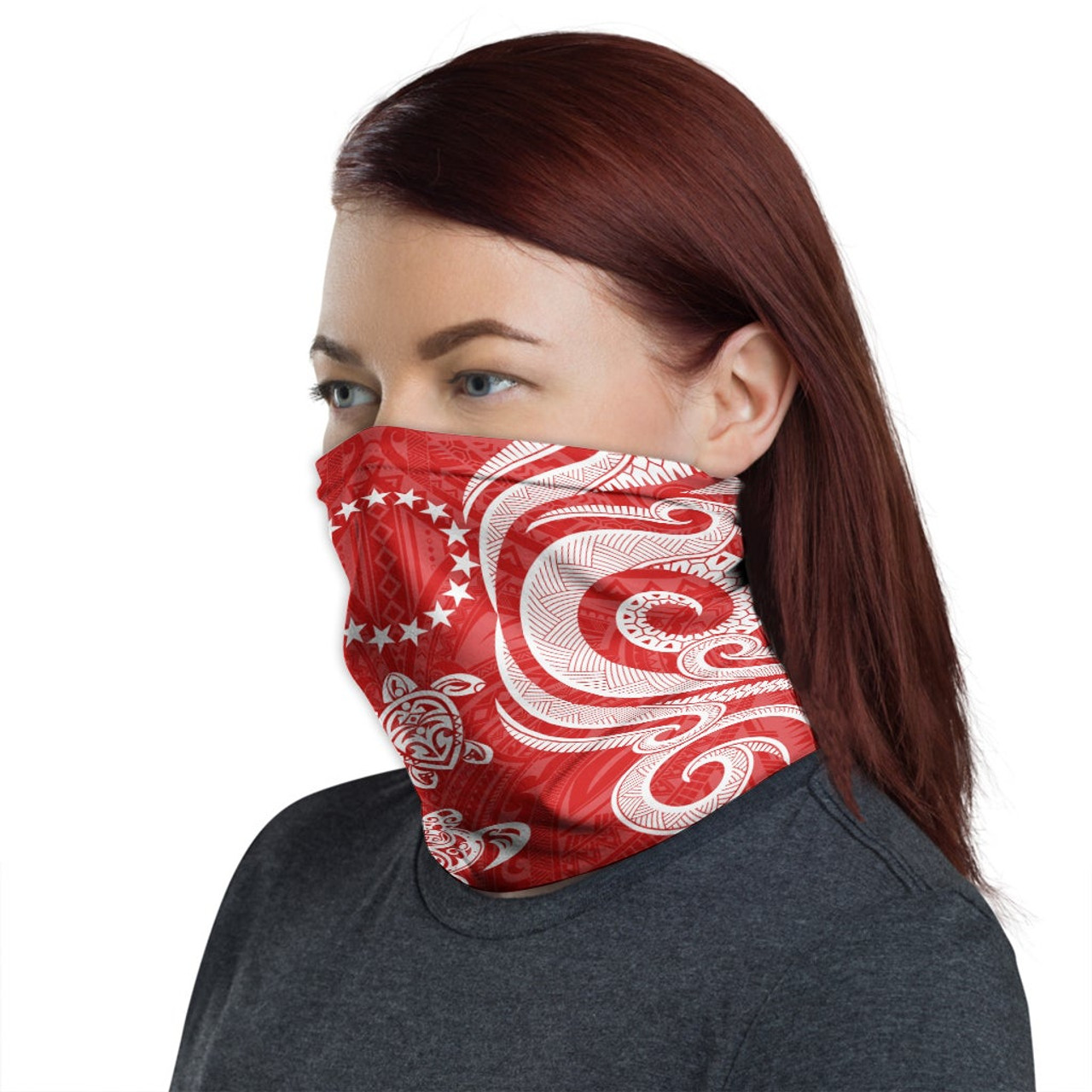 Cook islands Neck Gaiter - Turtle Tentacle White Red 1