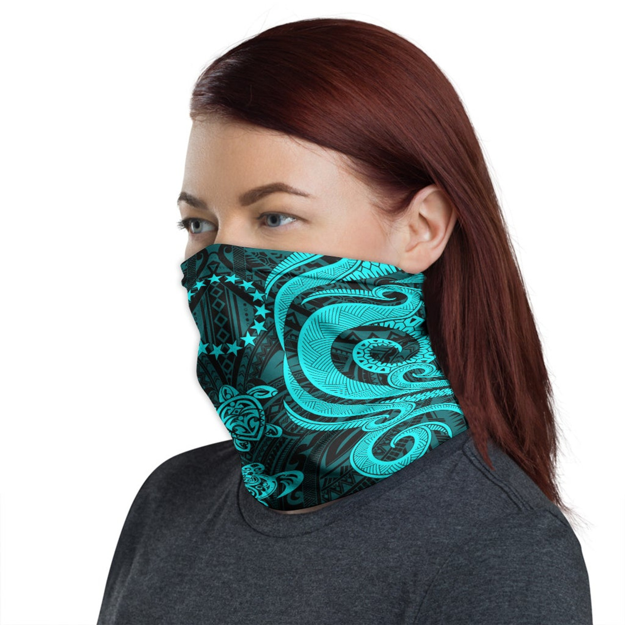 Cook Islands Neck Gaiter - Turtle Tentacle Turquoise 1