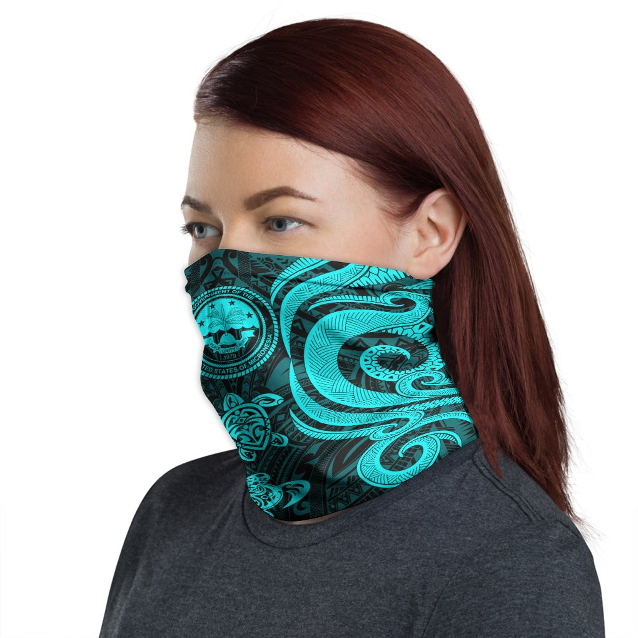 Federated States of Micronesia Neck Gaiter - Turtle Tentacle Turquoise 1