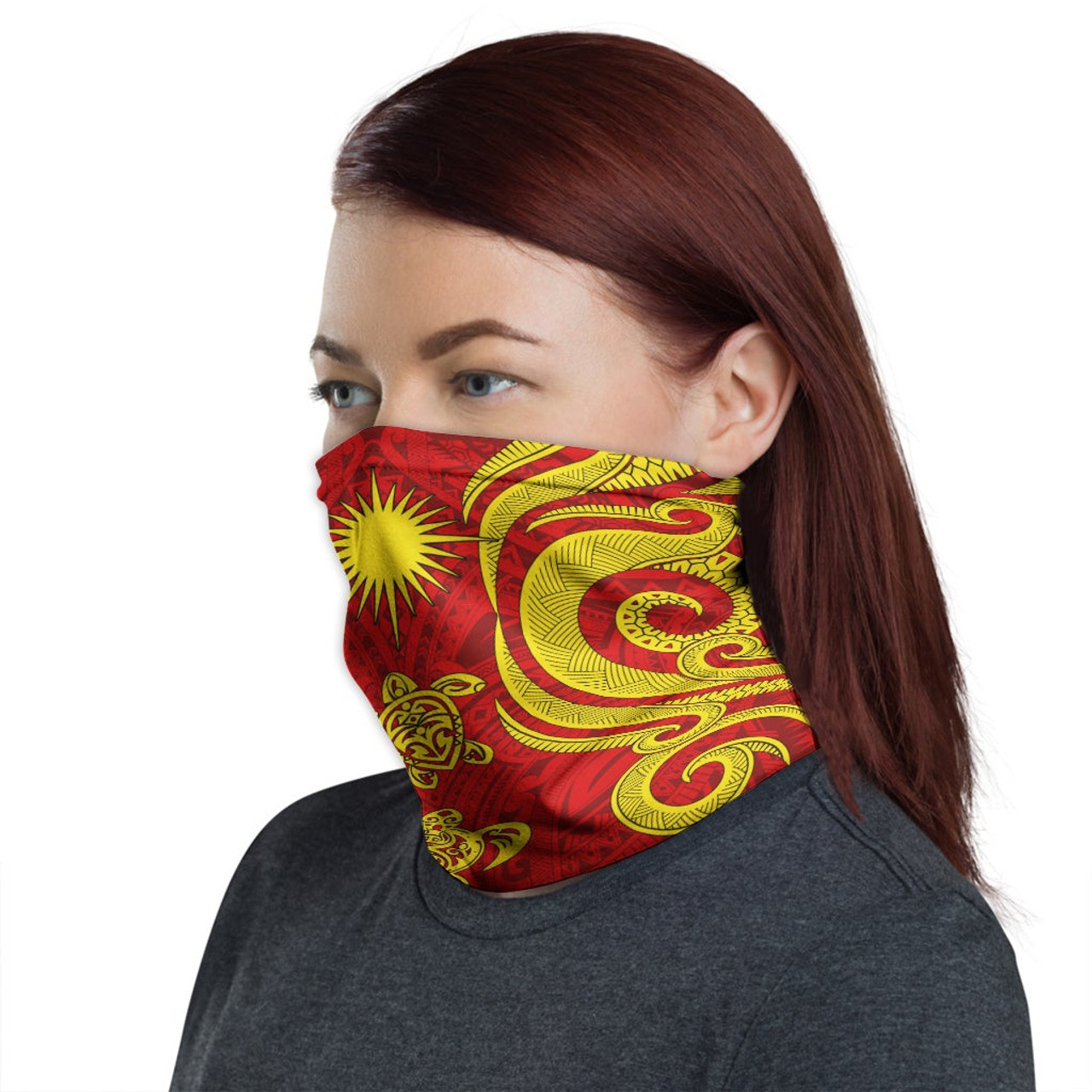Marshall Islands Neck Gaiter - Turtle Tentacle Gold 1