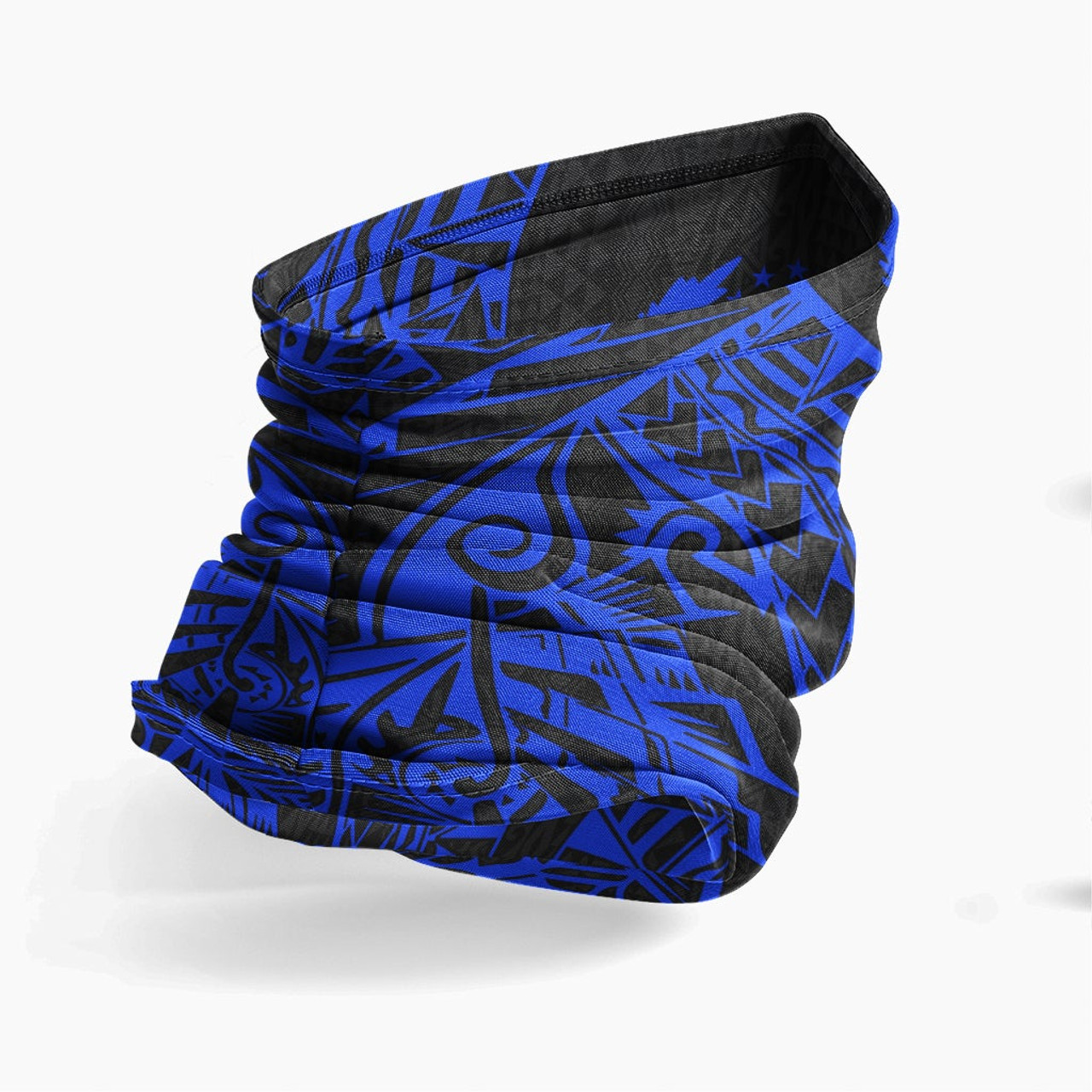 Pohnpei Neck Gaiter - Polynesian Pattern Blue 3