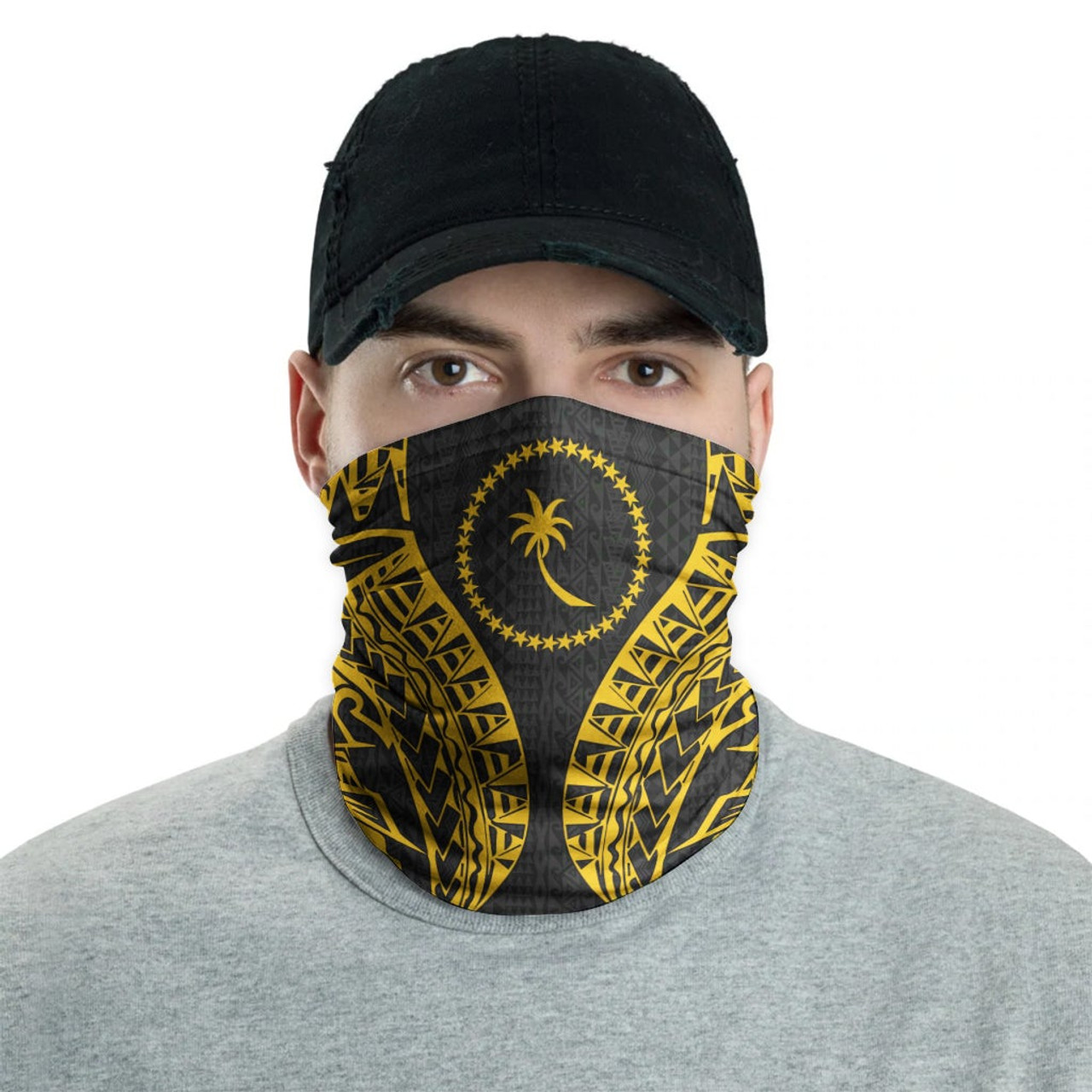 Chuuk Neck Gaiter - Polynesian Pattern Gold 2