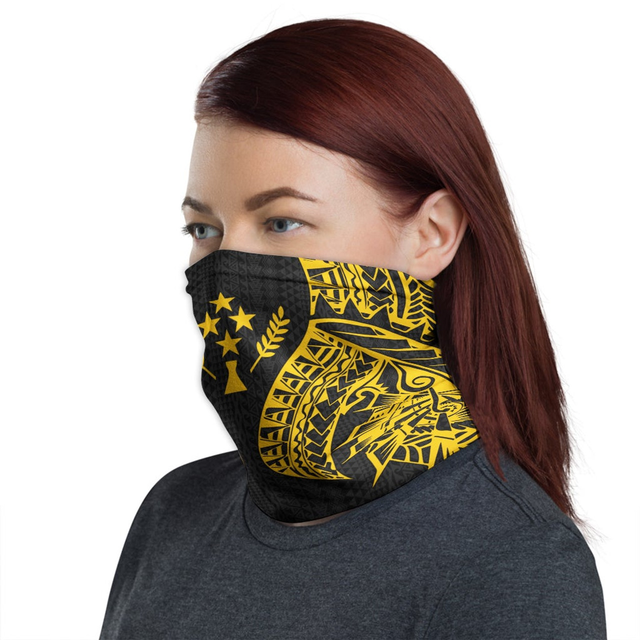 Kosrae Neck Gaiter - Polynesian Pattern Gold 1