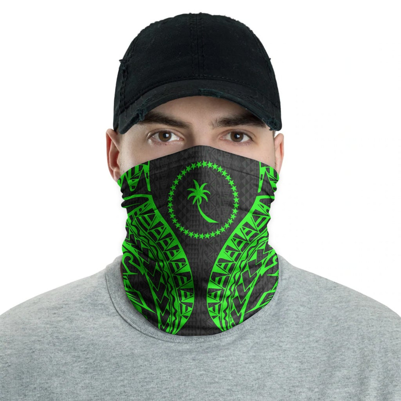 Chuuk Neck Gaiter - Polynesian Pattern Green 2