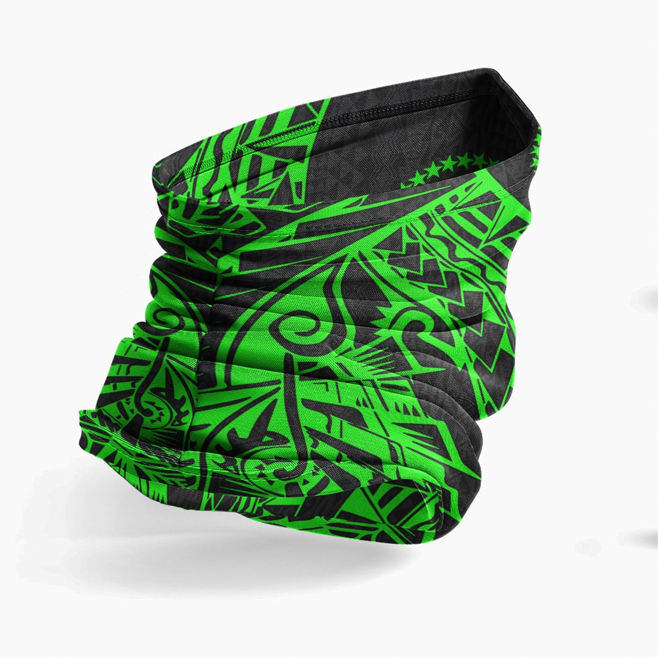 Chuuk Neck Gaiter - Polynesian Pattern Green 3