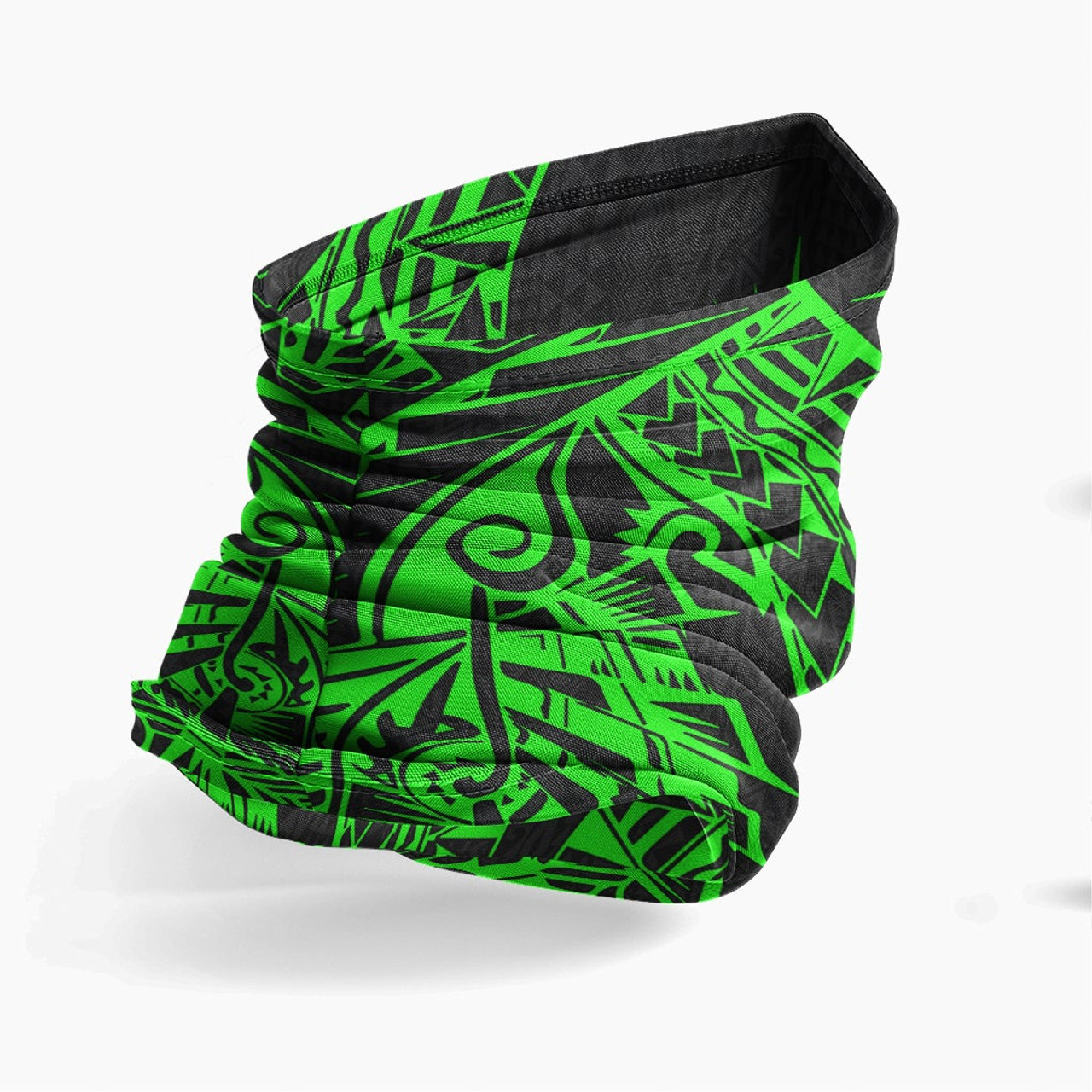 Marshall Islands Neck Gaiter - Polynesian Pattern Green 3