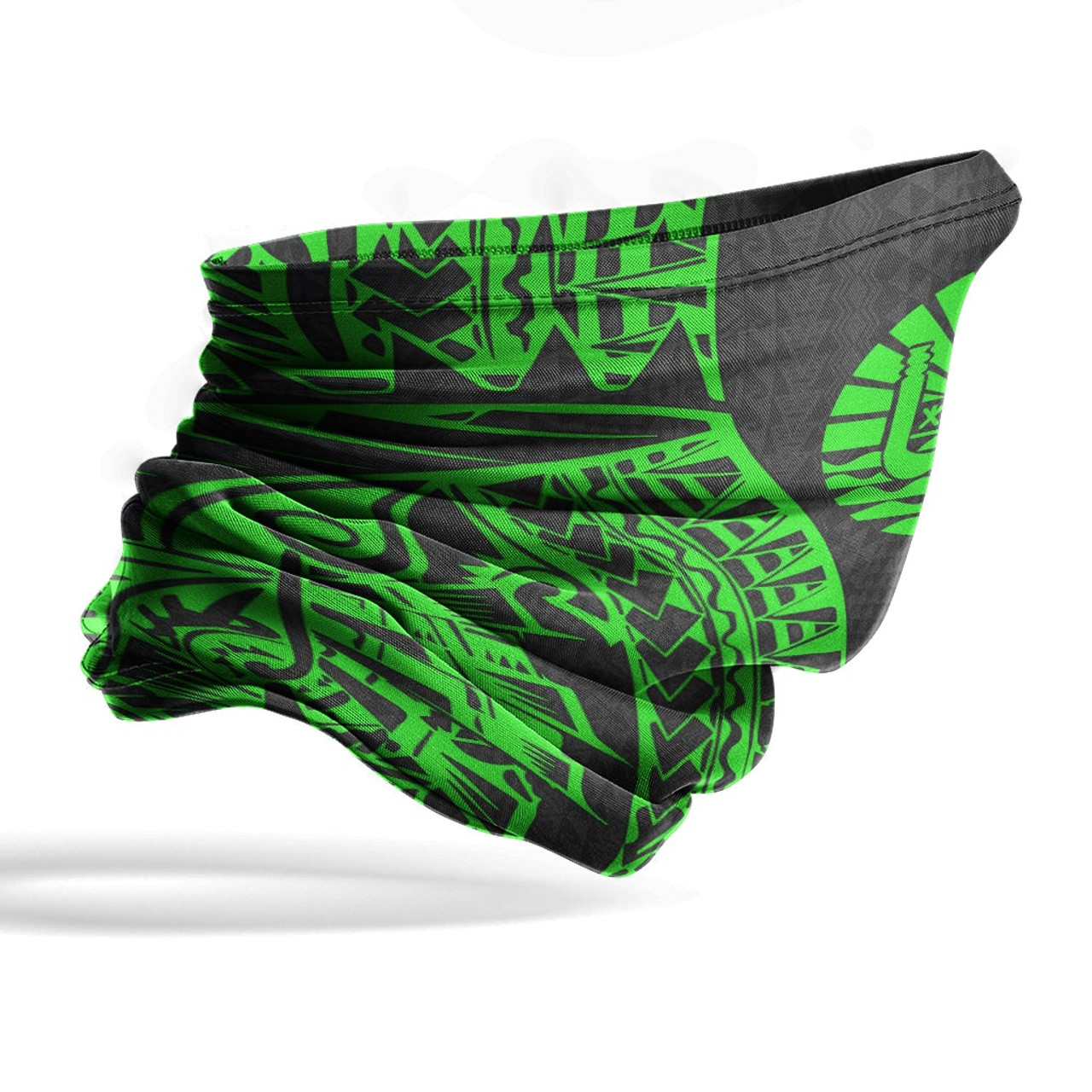 Tahiti Neck Gaiter - Polynesian Pattern Green 4