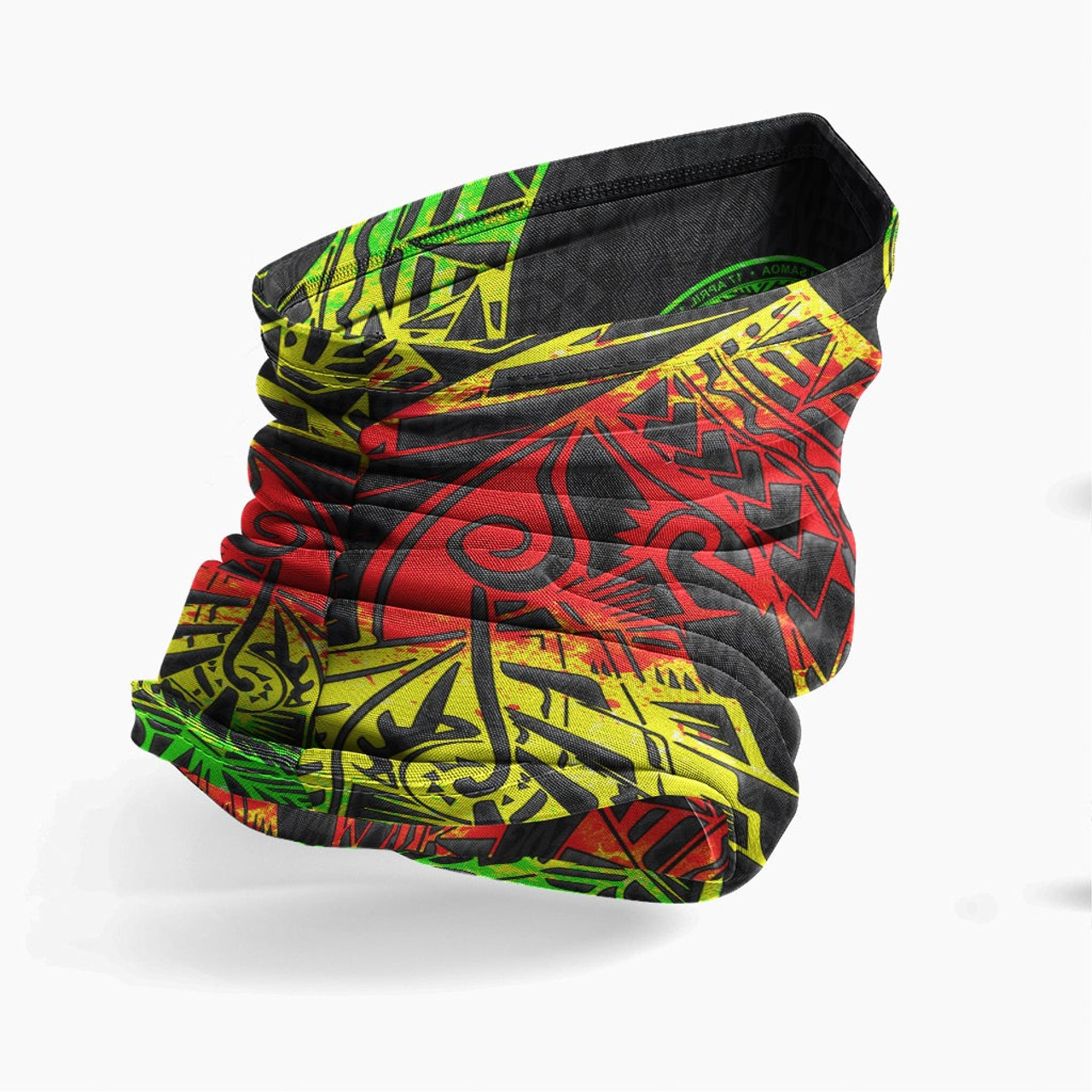 New Caledonia Neck Gaiter - Polynesian Pattern Reggae 3