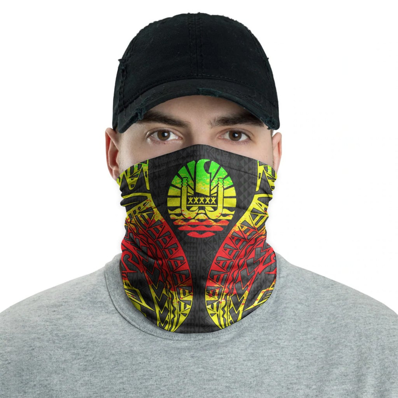 Tahiti Neck Gaiter - Polynesian Pattern Reggae 2