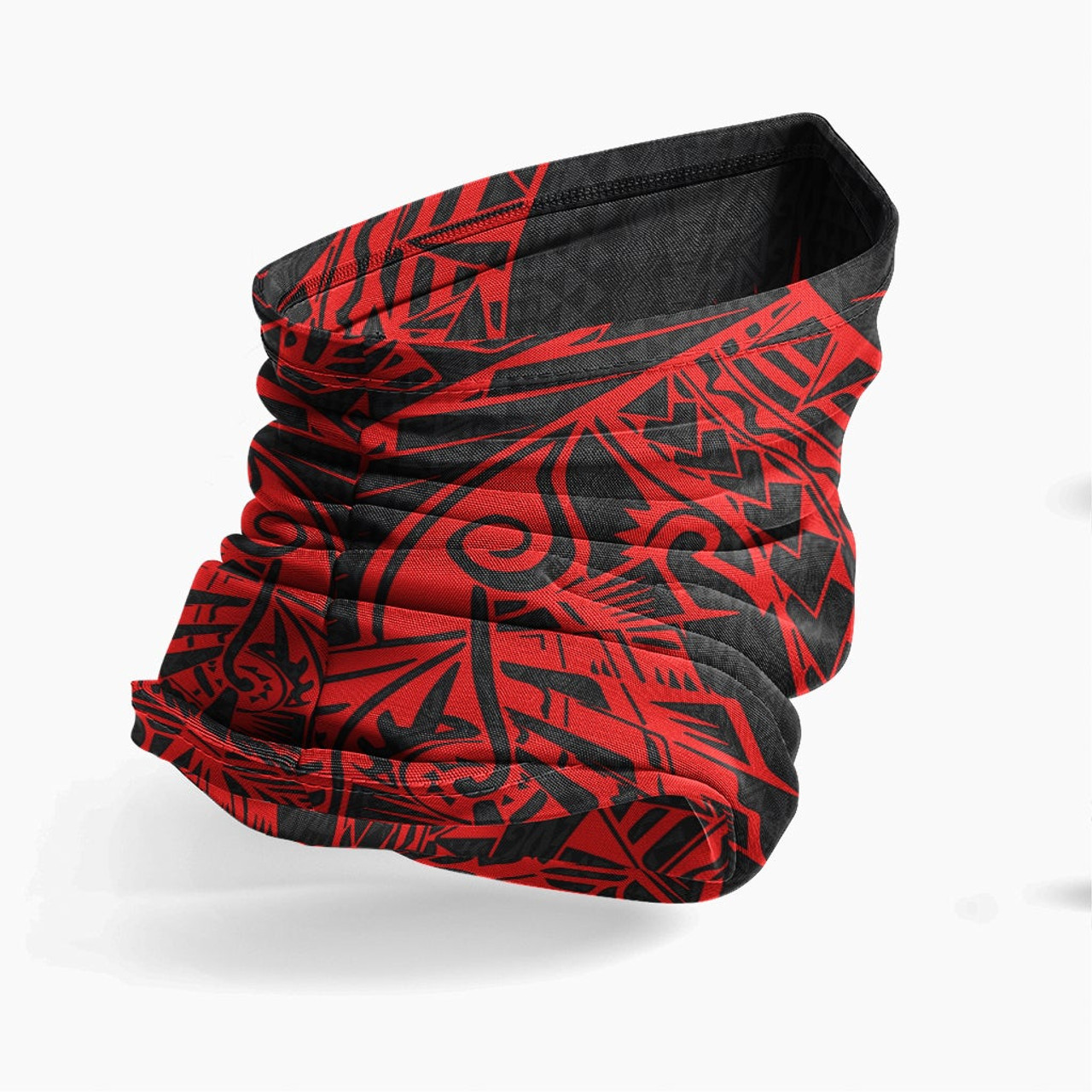 Marshall Islands Neck Gaiter - Polynesian Pattern Red 3