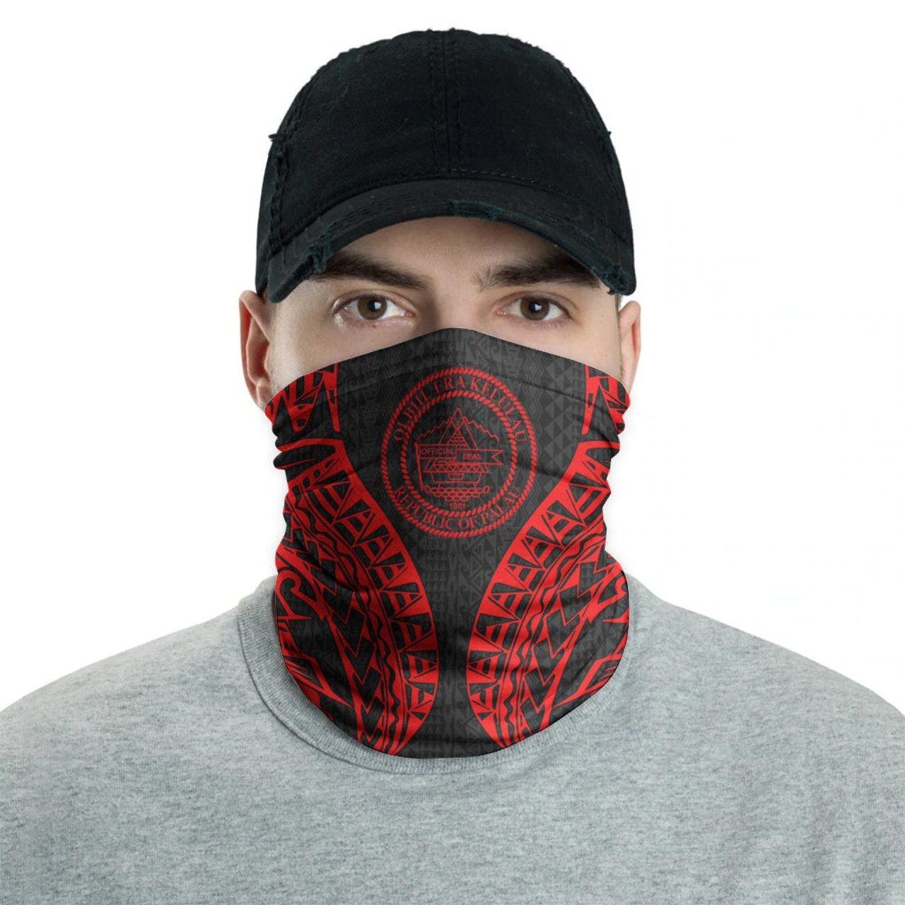 Palau Neck Gaiter - Polynesian Pattern Red 2