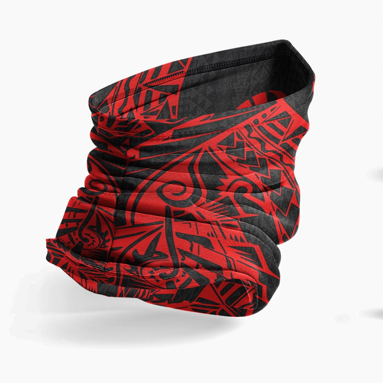 Tahiti Neck Gaiter - Polynesian Pattern Red 3