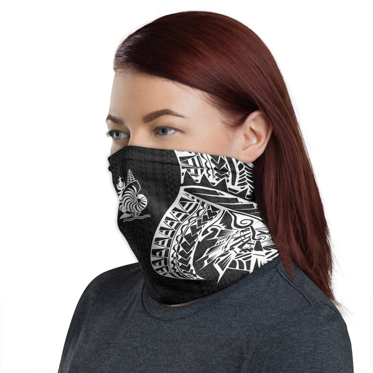 New Caledonia Neck Gaiter - Polynesian Pattern White 1