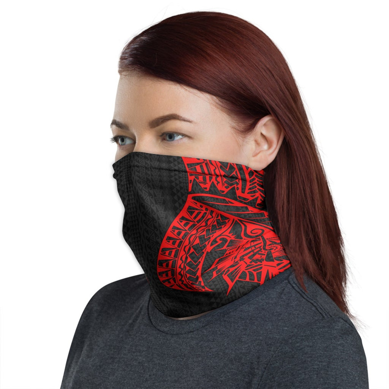 Polynesian Neck Gaiter - Polynesian Pattern Red 1