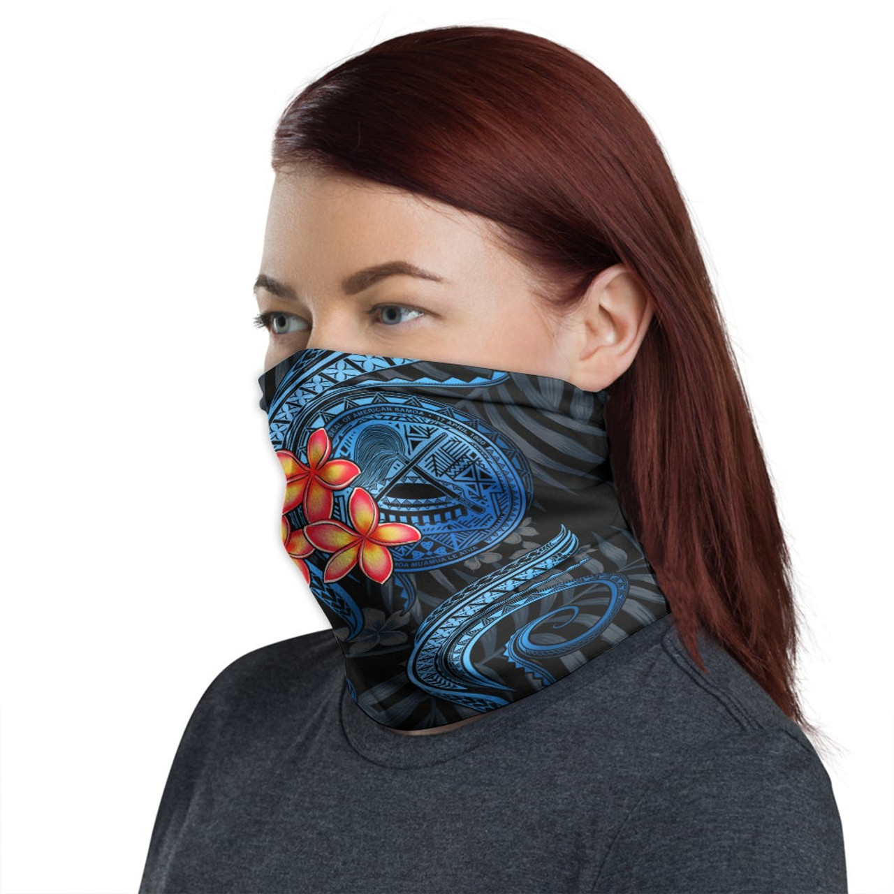 American Samoa Neck Gaiter - Plumeria Blue 1