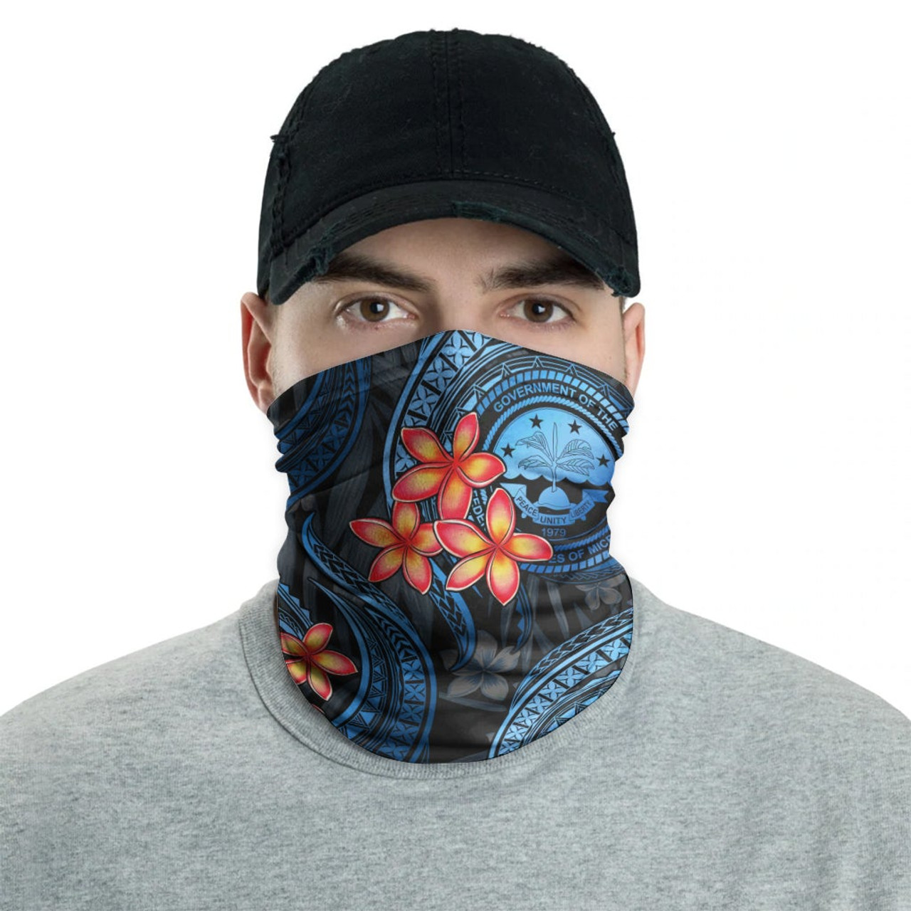 Federated States of Micronesia Neck Gaiter - Plumeria Blue 2