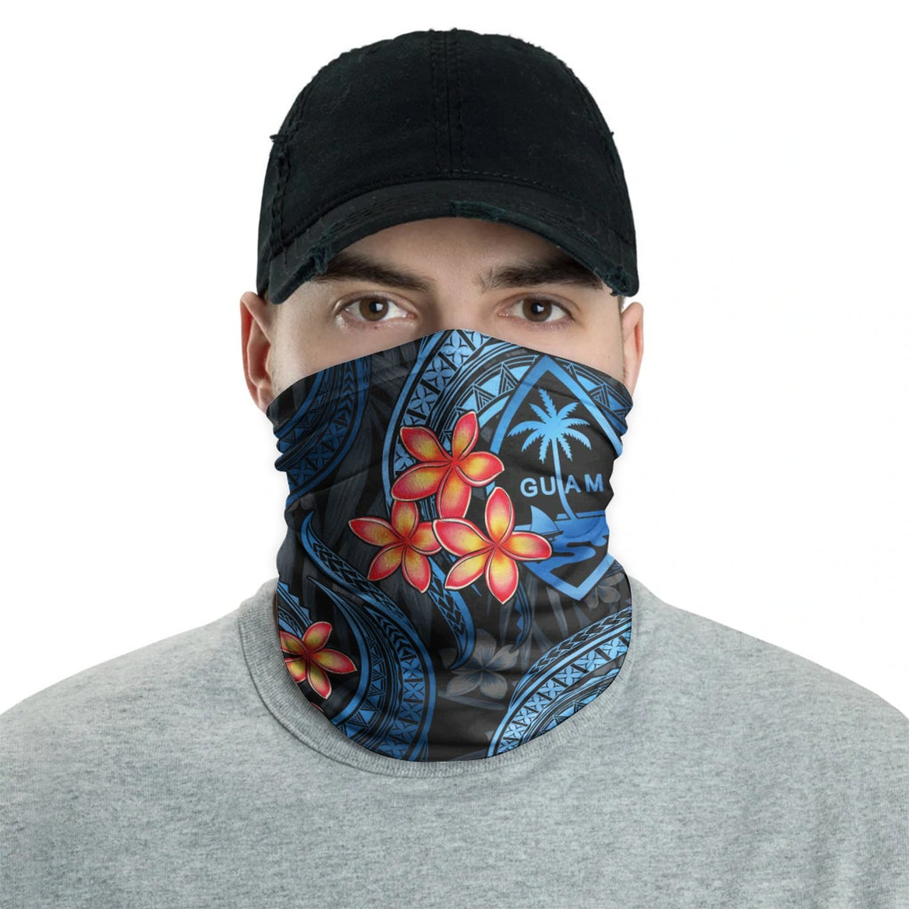 Guam Neck Gaiter - Plumeria Blue 2