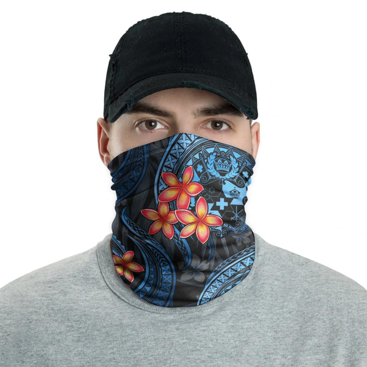 Tonga Neck Gaiter - Plumeria Blue 2