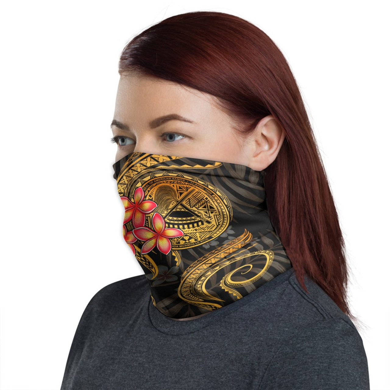 American Samoa Neck Gaiter - Plumeria Gold 1