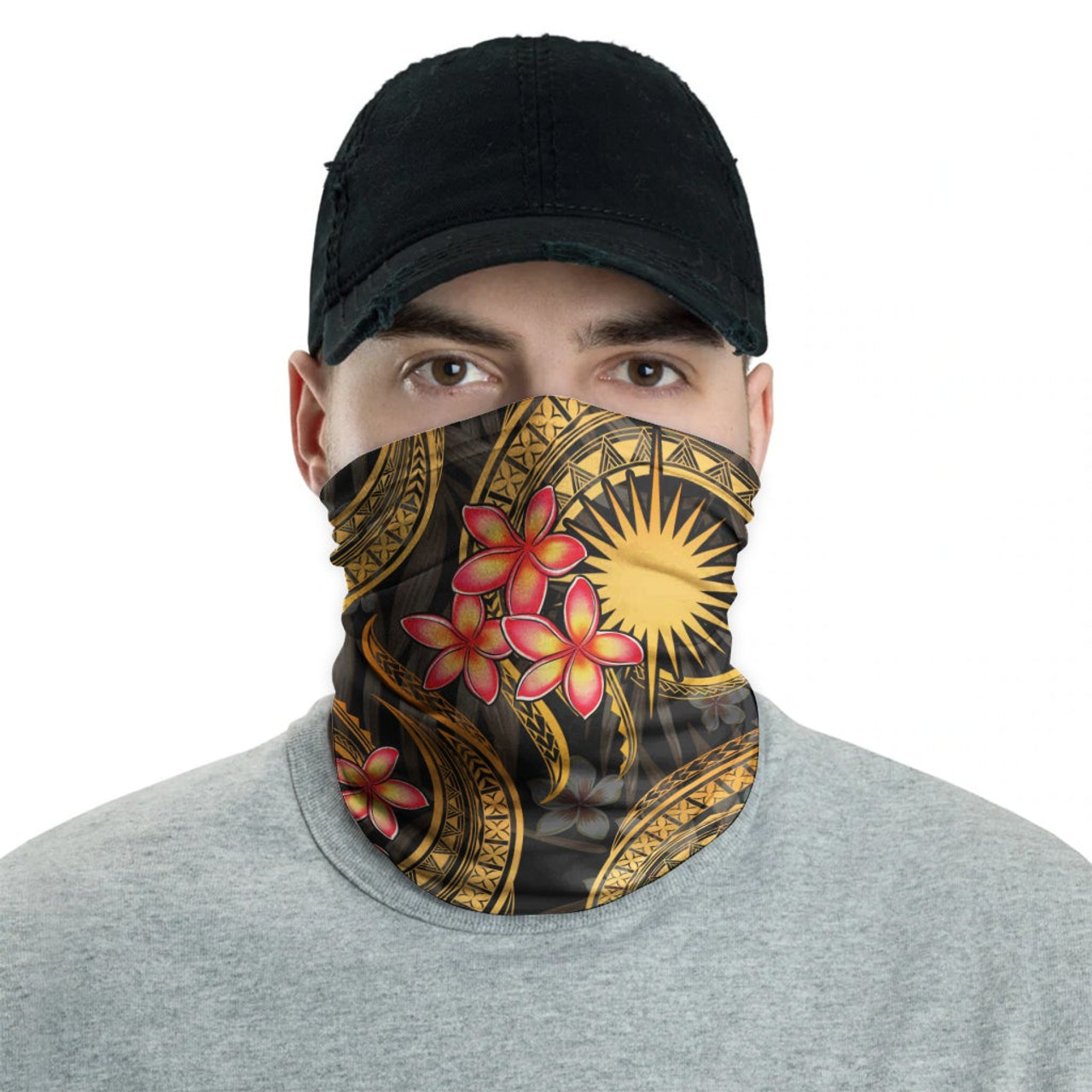 Marshall Islands Neck Gaiter - Plumeria Gold 2