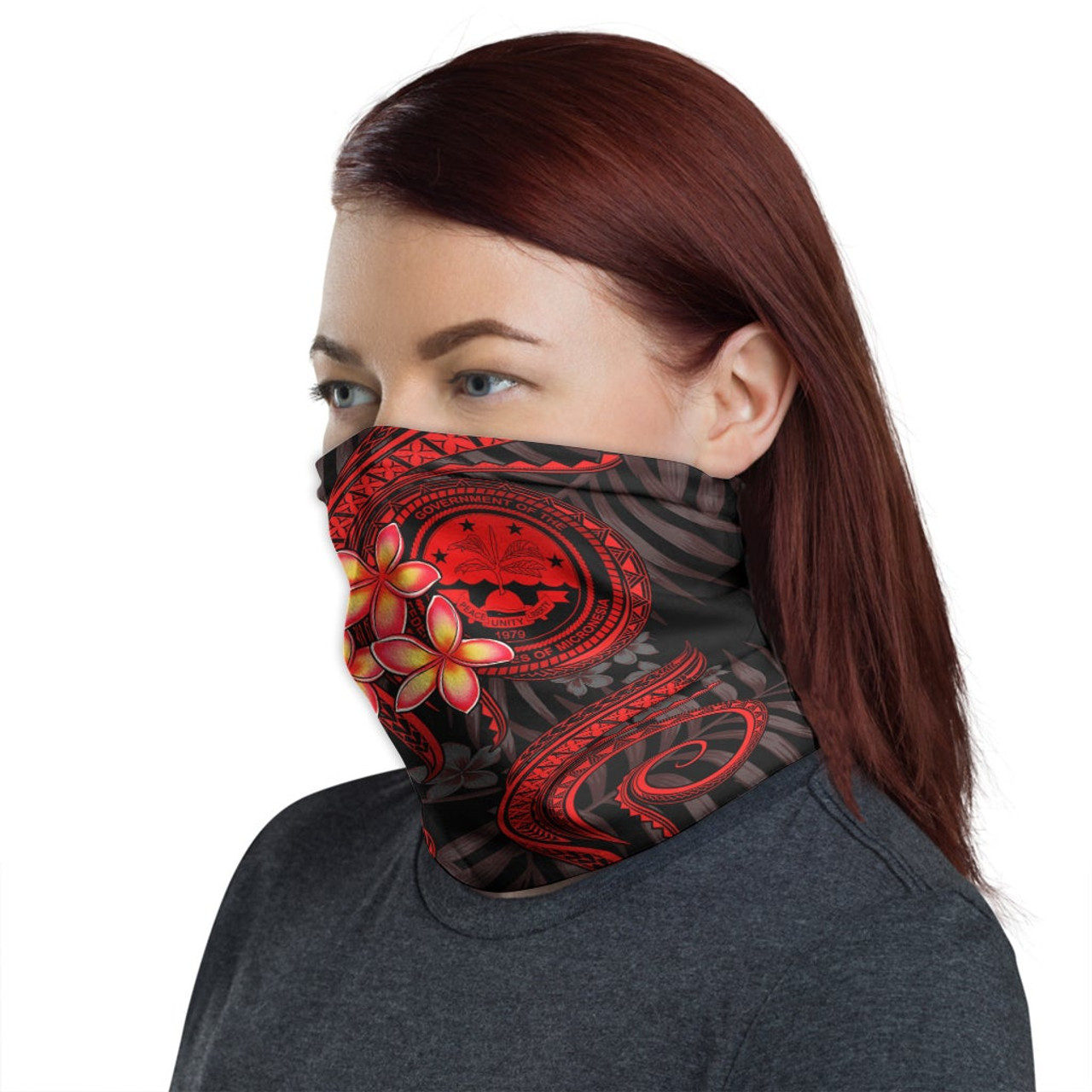 Federated States of Micronesia Neck Gaiter - Plumeria Red 1