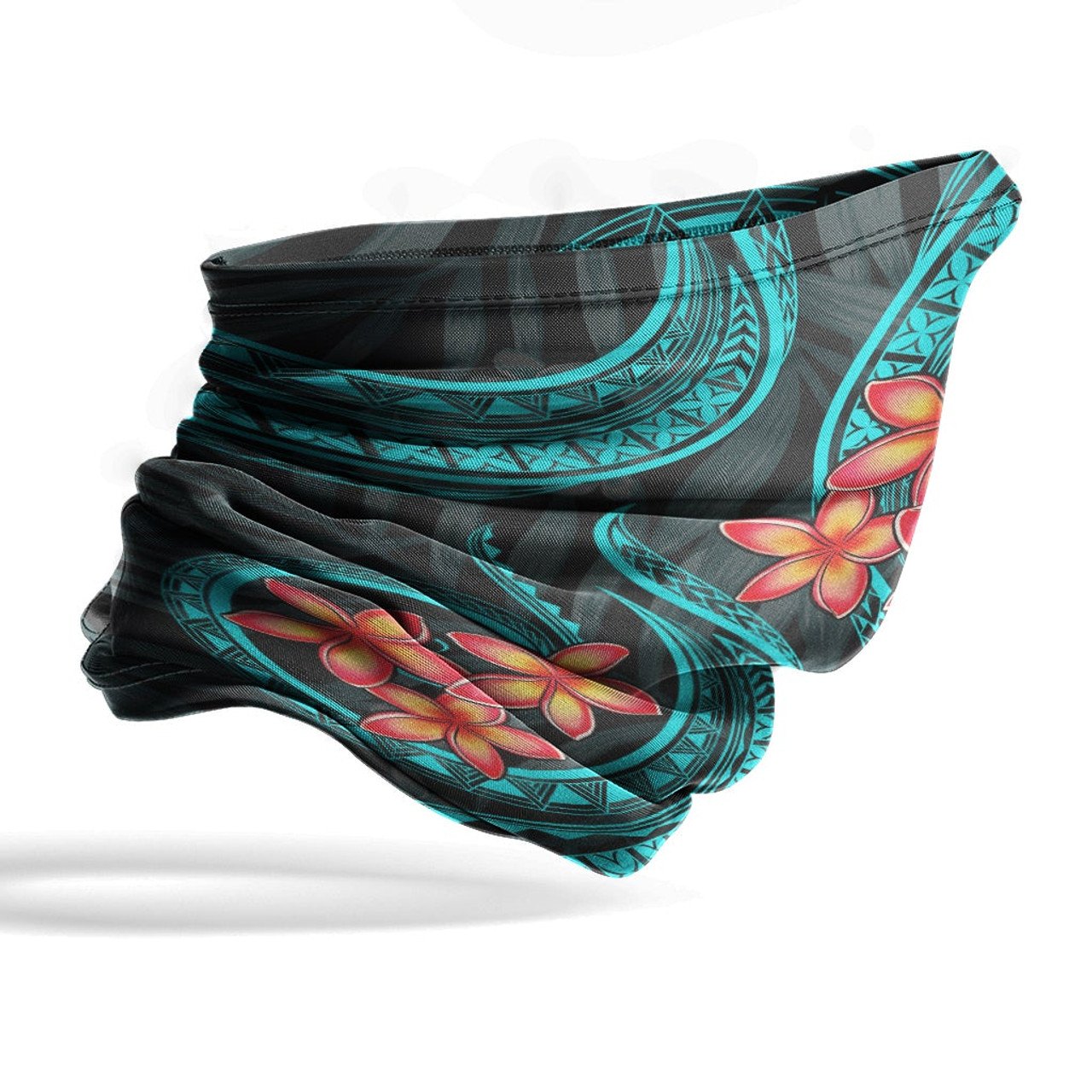 Marshall Islands Neck Gaiter - Plumeria Turquoise 4