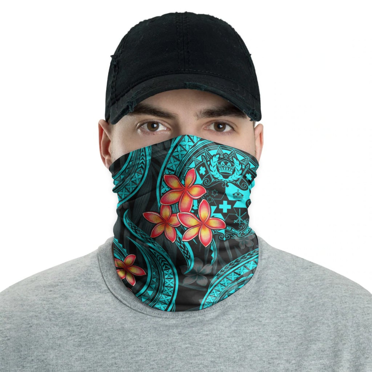 Tonga Neck Gaiter - Plumeria Turquoise 2