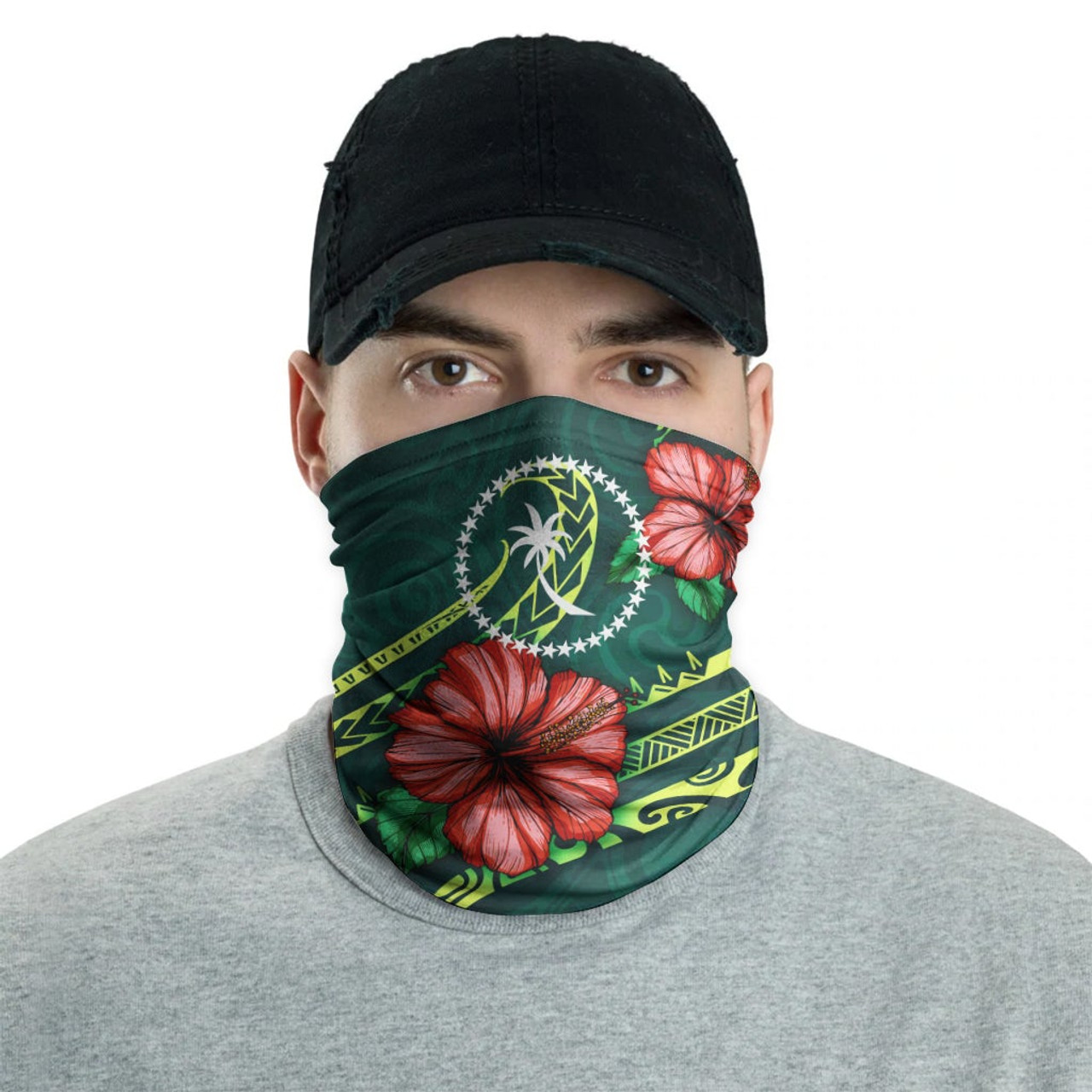 Chuuk Neck Gaiter - Hibiscus With Seal 2