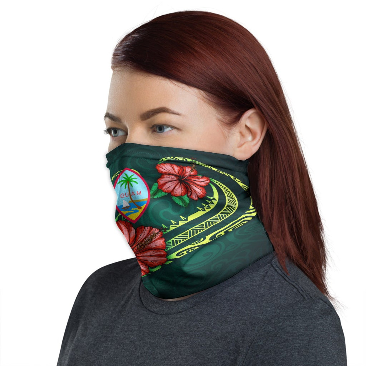 Guam Neck Gaiter - Hibiscus With Seal 1