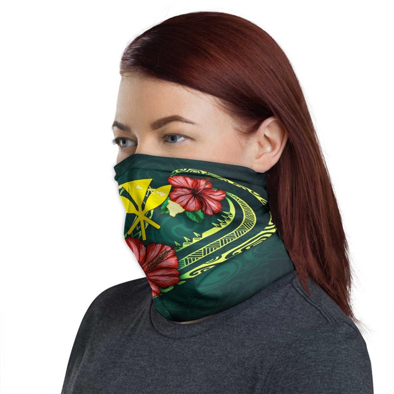 Hawaii Neck Gaiter - Hibiscus With Seal 1