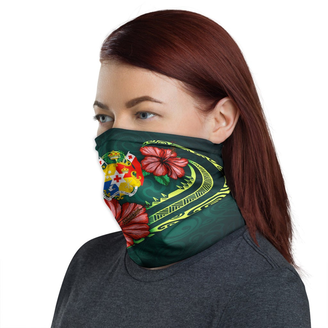 Tonga Neck Gaiter - Hibiscus With Seal 1