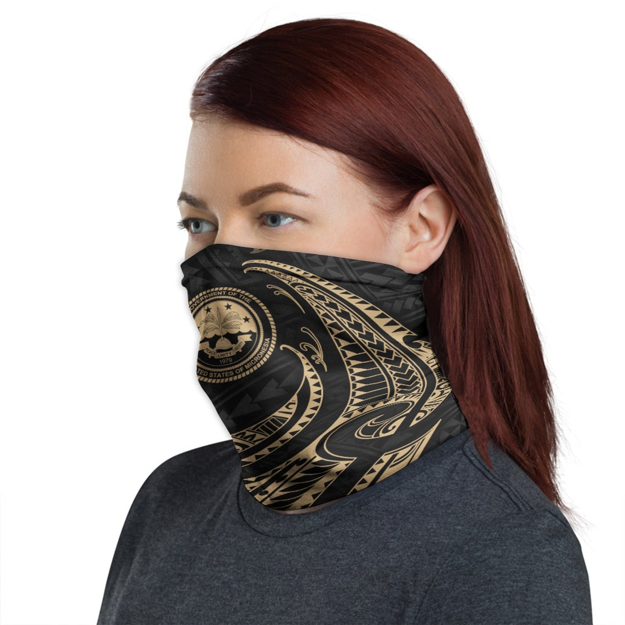 Federated States of Micronesia Neck Gaiter - Tribal Wave Gold 1