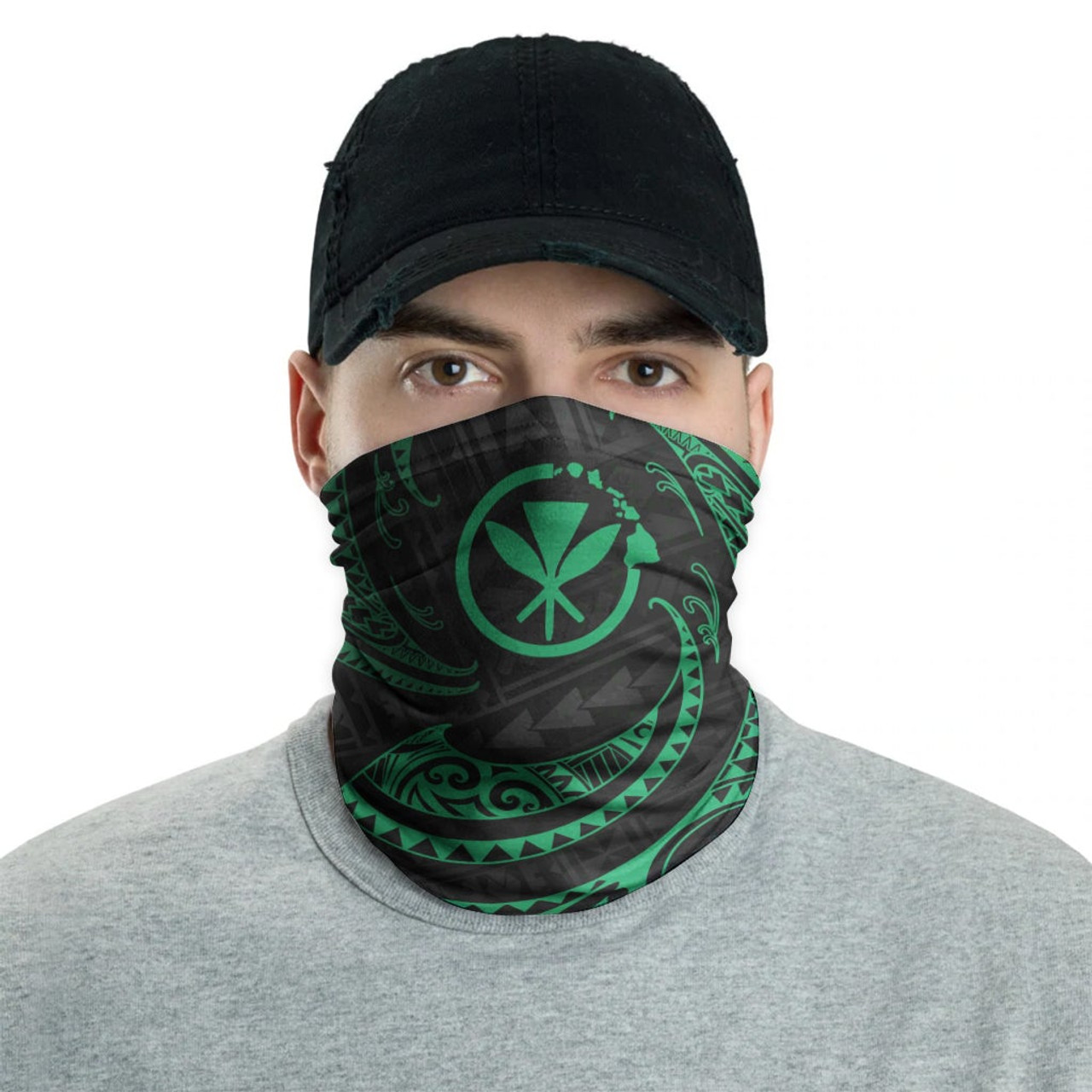 Hawaii Neck Gaiter - Tribal Wave Green 2