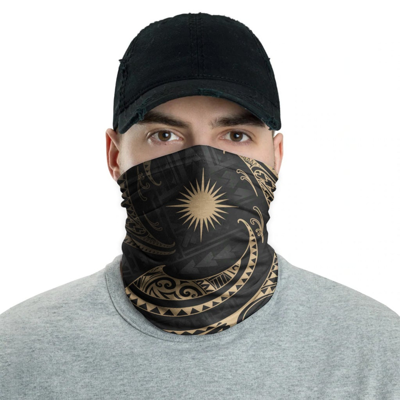 Marshall Islands Neck Gaiter - Tribal Wave Gold 2