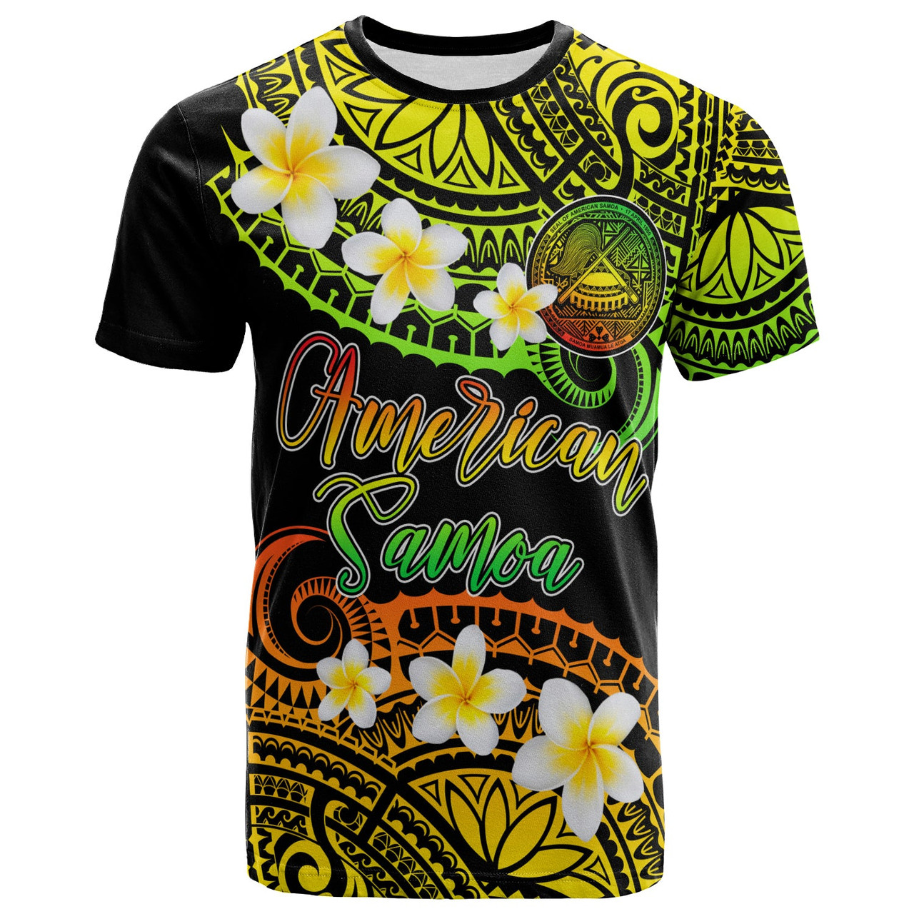 American Samoa Custom Personalised T-Shirt - Plumeria Polynesian Vibe Reggae 1