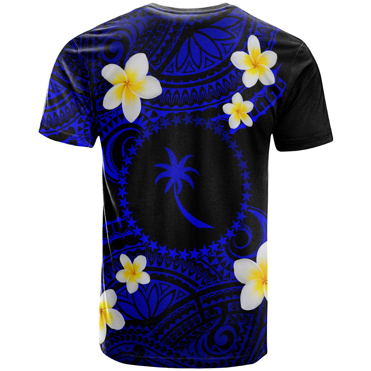 Chuuk Custom Personalised T-Shirt - Plumeria Polynesian Vibe Blue