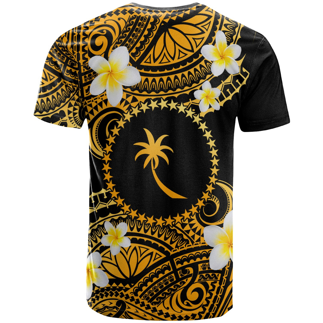 Chuuk Custom Personalised T-Shirt - Plumeria Polynesian Vibe Gold